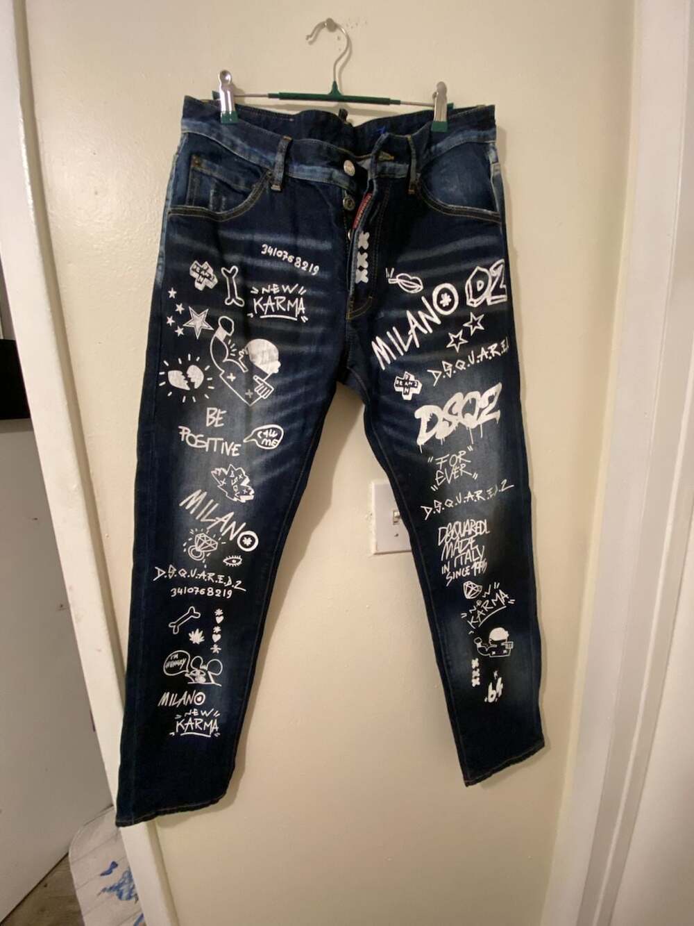 Dsquared2 Skater Jean Dark Graffiti Wash Denim Size 50